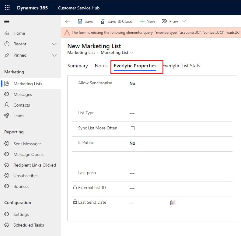 Microsoft Dynamics 365 | Marketing Lists Properties