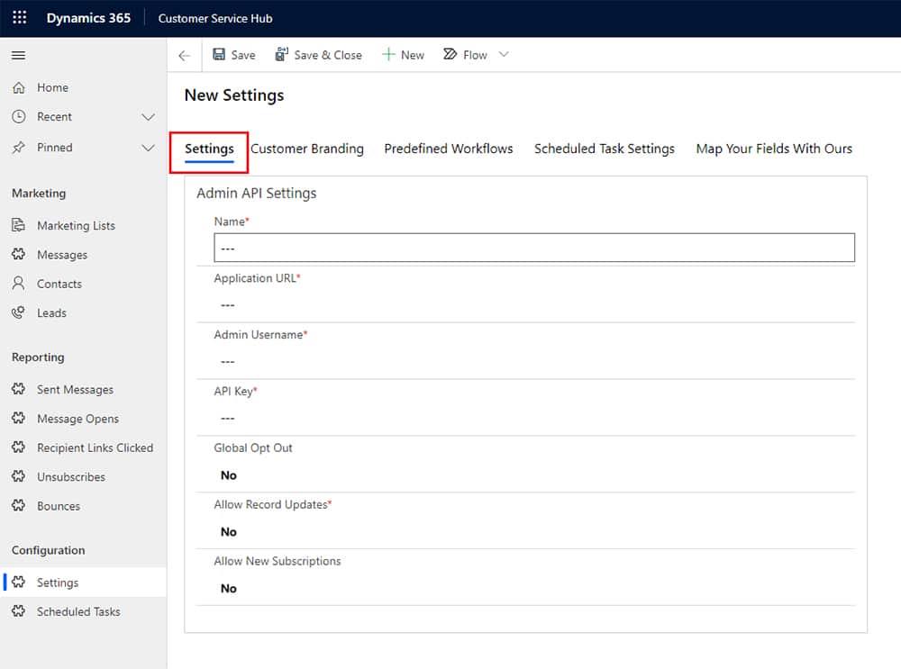 Microsoft Dynamics 365 | API Settings